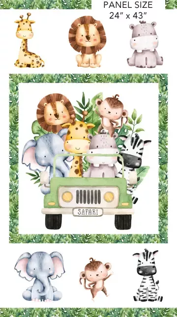 Wee Safari in White Multi Panel by Northcott 25640-10
