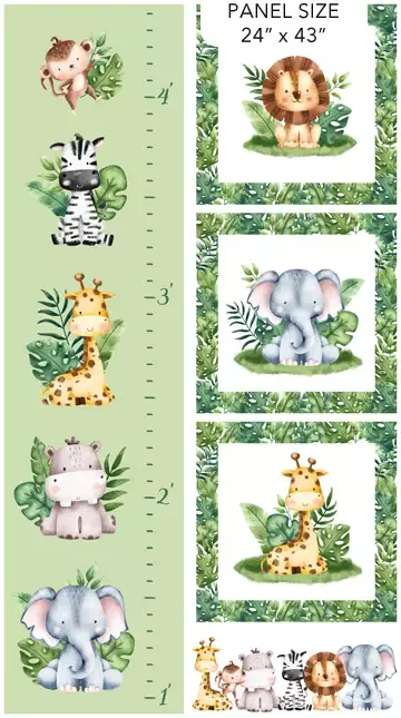 Wee Safari in White Multi Project Panel by Northcott 25648-10