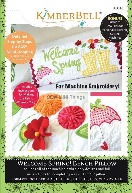 WELCOME SPRING BENCH PILLOW FROM KIMBERBELL DESIGNS