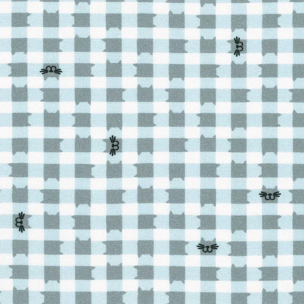 Whisker Wonderland - Smiling Cat Check Fog | ANAD-23291-336