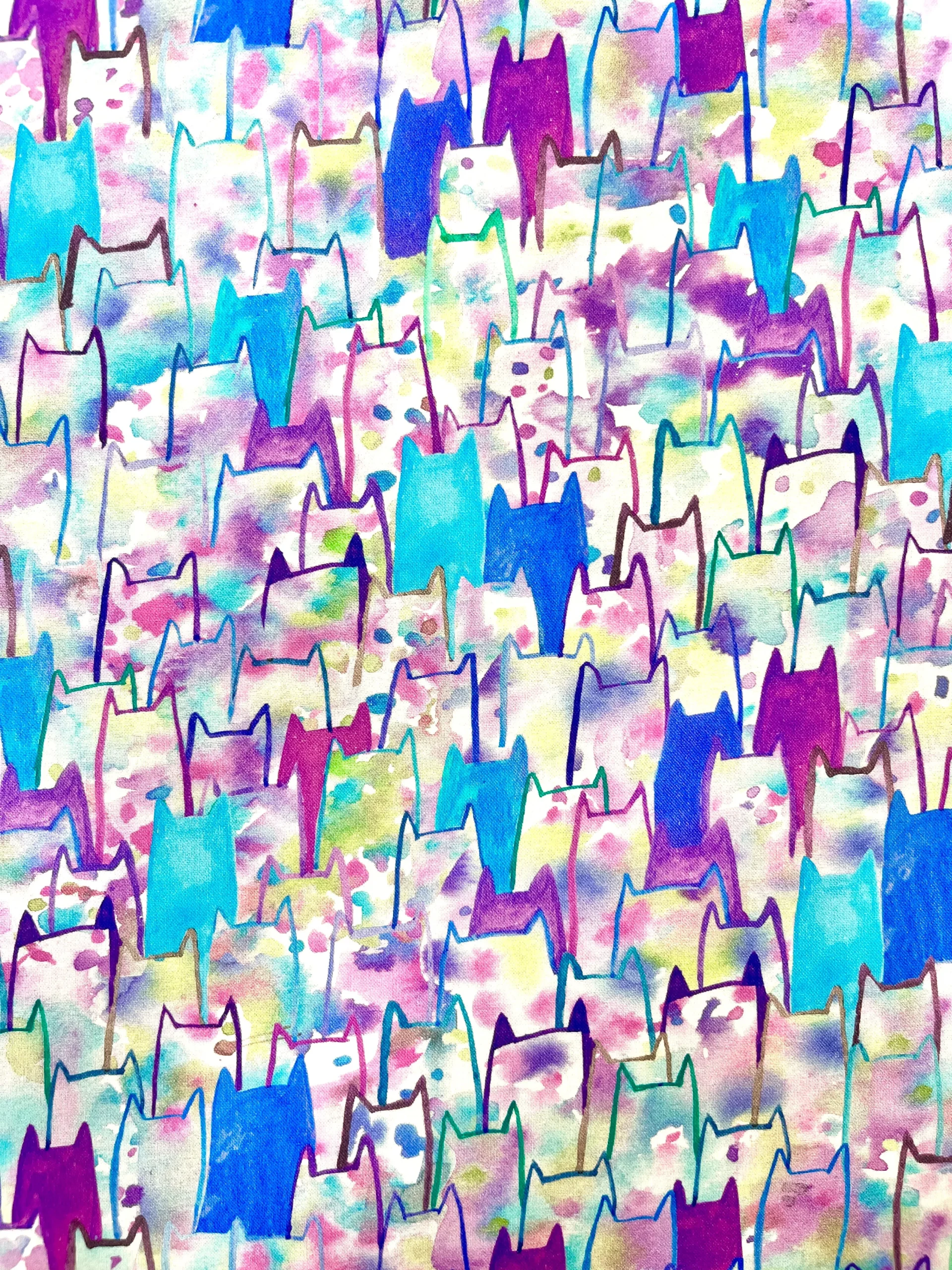 Whisker Wonderland - Watercolor Cats Hydrangea | ANAD-23286-470