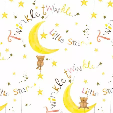 White Twinkle Little Star - Flannel - #N0955AE-4