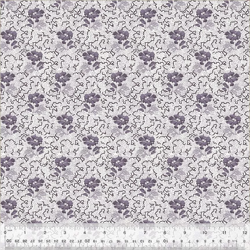 WHM Circa: Purple Posey - 53949-1 Ivory - Cotton Fabric