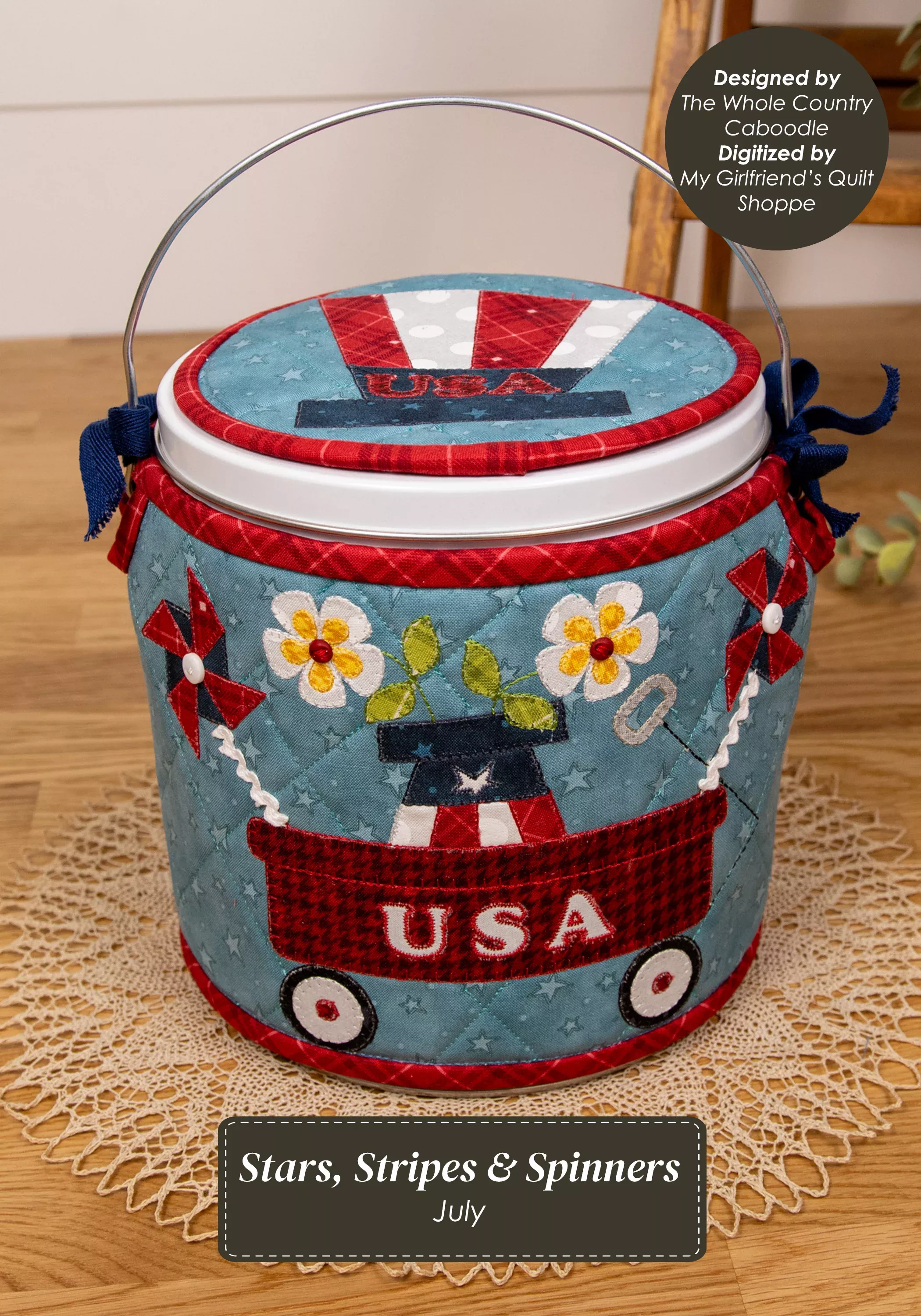 The Whole Country Caboodle Stars, Stripes, and Spinners Cozy Kit - machine Embroidery