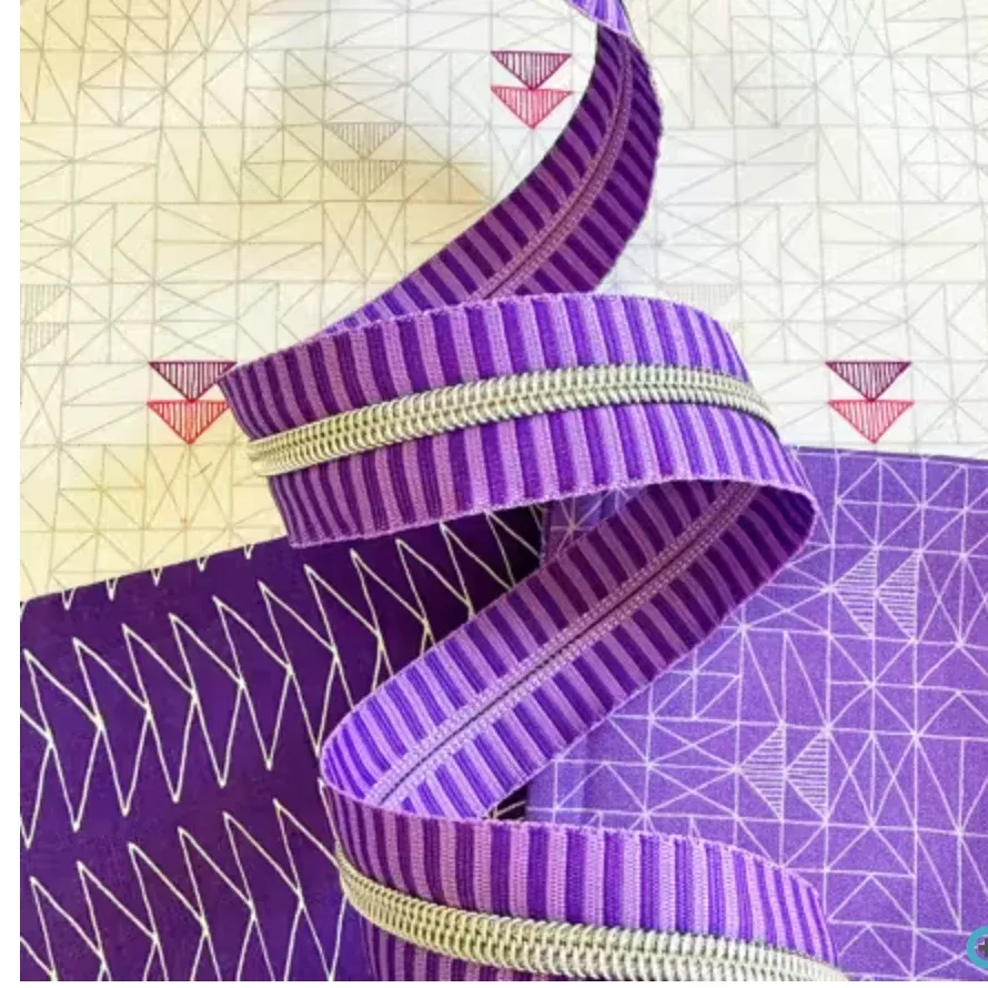 Wide Purple Stripe Zipper Tape with Nickel teeth