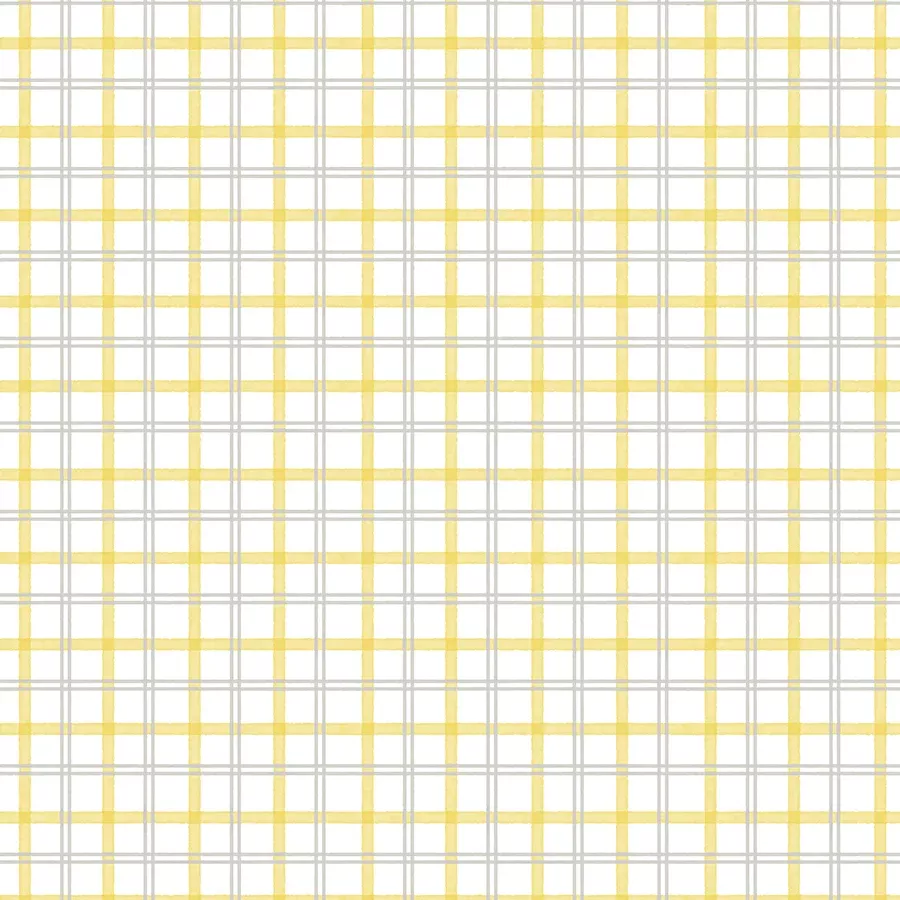 Wilmington Bees & Blooms Plaid White/Yellow 1 Yard Cut