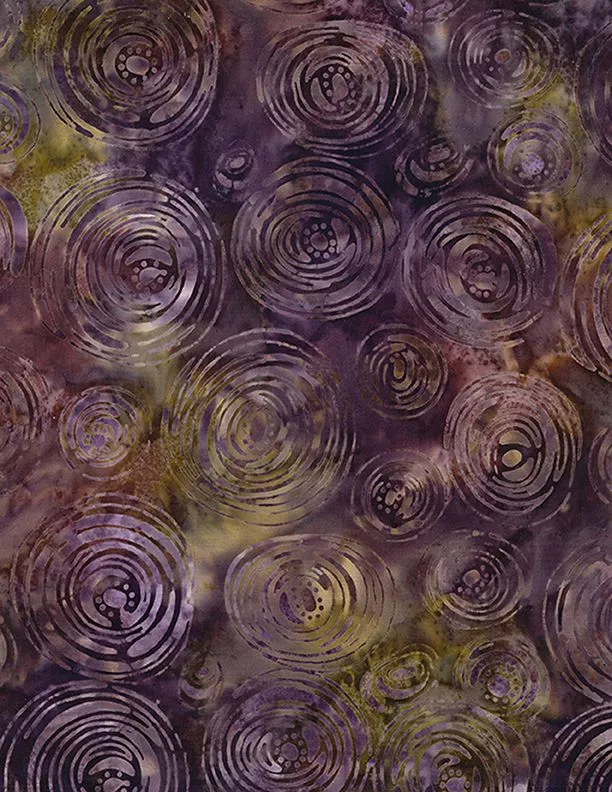 Wilmington Prints Plum Bouquet Circles Plum Batik Fabric ONLINE PURCHASE ONLY
