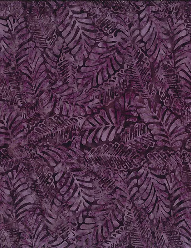 Wilmington Prints Plum Bouquet Large Leaves Dark Purple Batik Fabric ONLINE PURCHASE ONLY