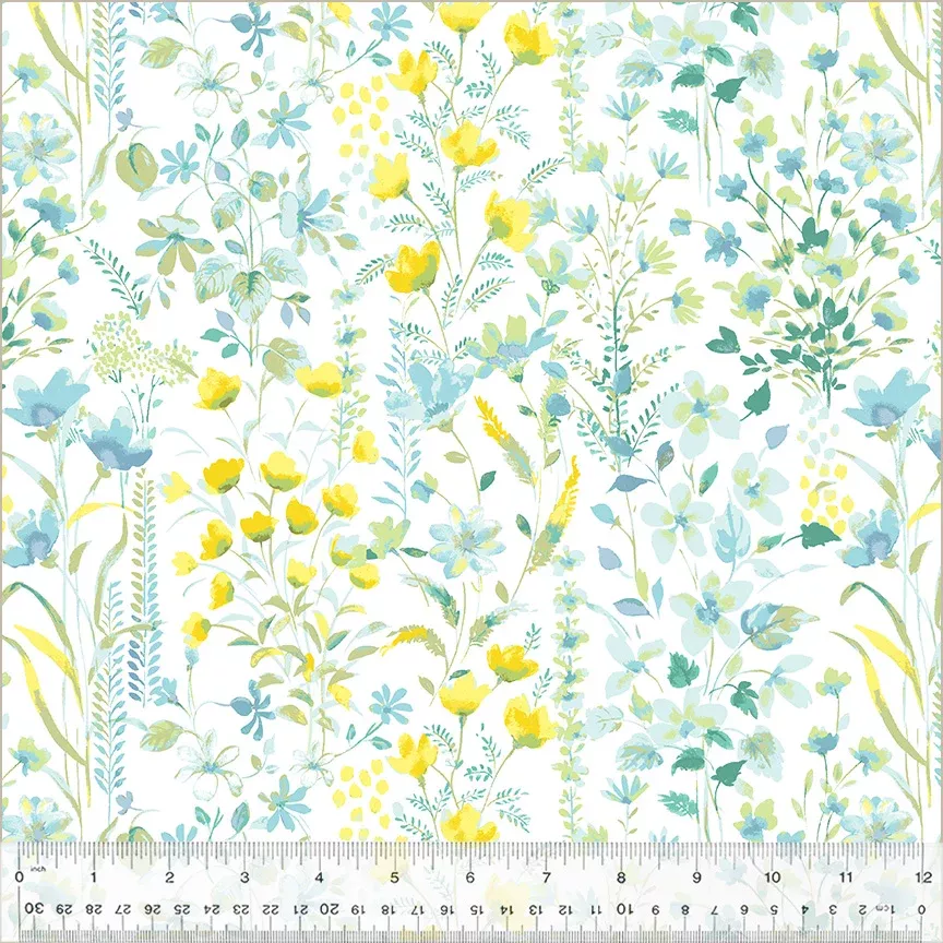 Windham Fabrics Buttercup Flower Garden White Fabric ONLINE PURCHASE ONLY