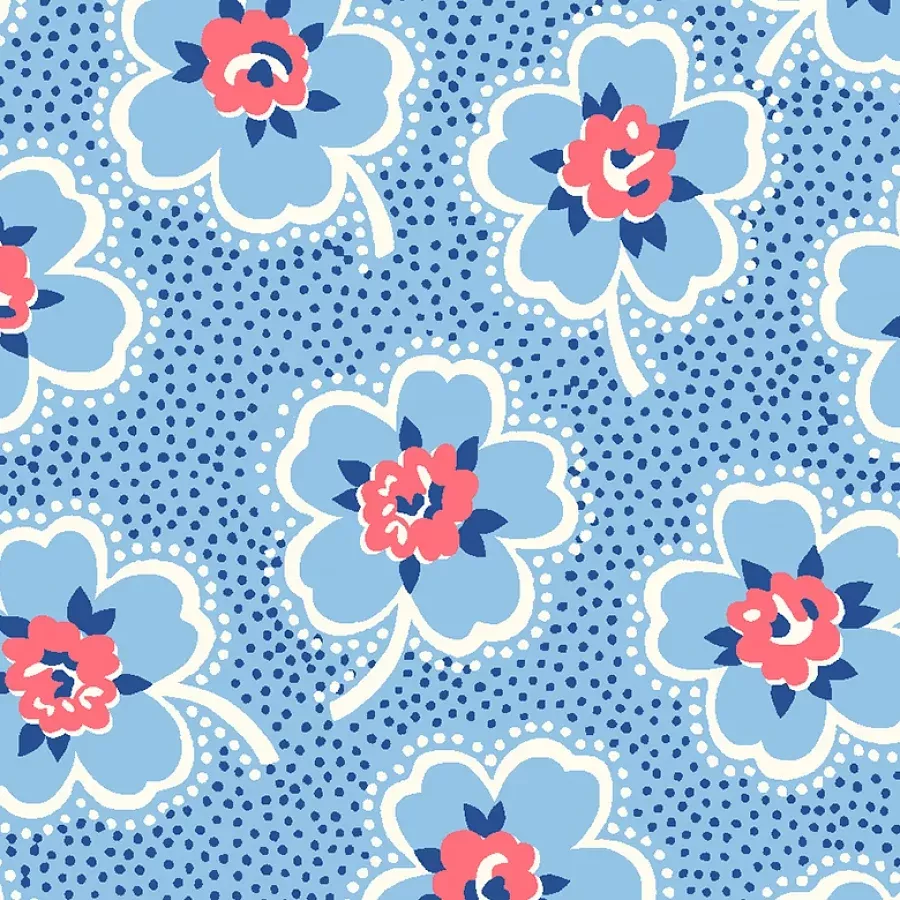 Windham Merry Go Round Dotted Florals Blue 1 Yard Cut