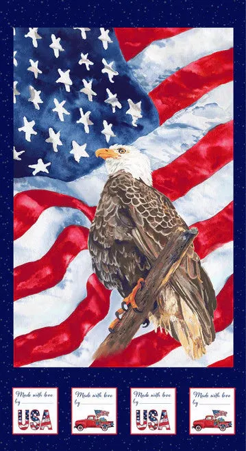 Wings of Freedom - Blue Multi Eagle Panel by Erica Christopher for Henry Glass & Co. (144)