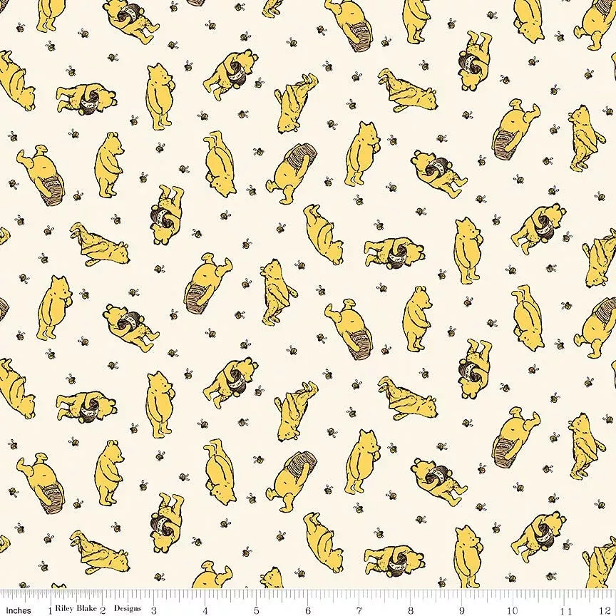 Winnie the Pooh Flannel Bear Toss Cream
