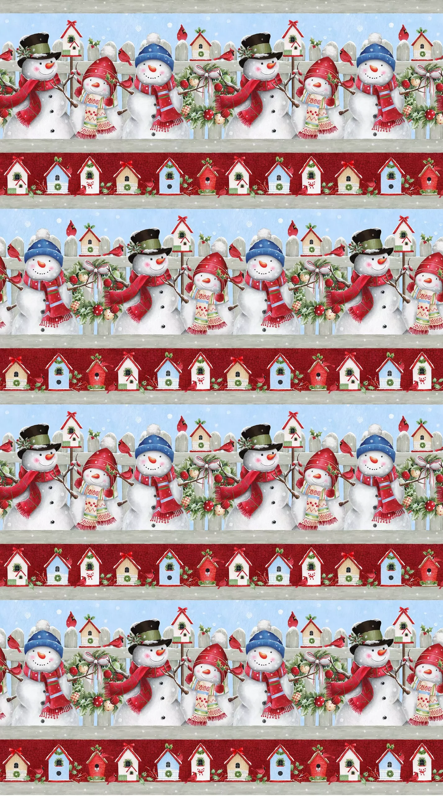 Winter Welcome : White Multi Snowman Border - #DP24091-10 - EML Studio