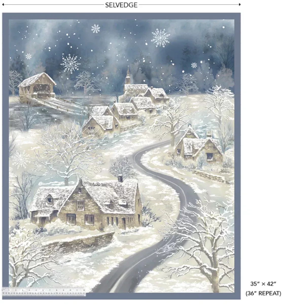 Winter Whisper Panel-Winter Town-Multi approx. 36x42