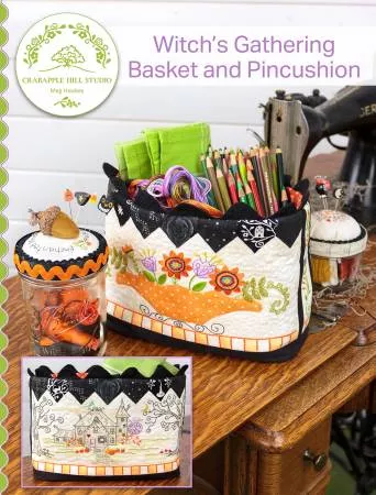 Witch's Gathering Basket and Pincushion Jars by Crabapple Hill Studio