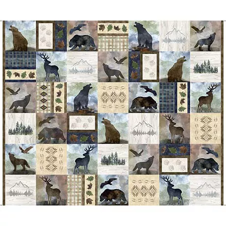 The Wonder of Nature in Multi Lodge Patchwork by QT Fabrics 30638 -X