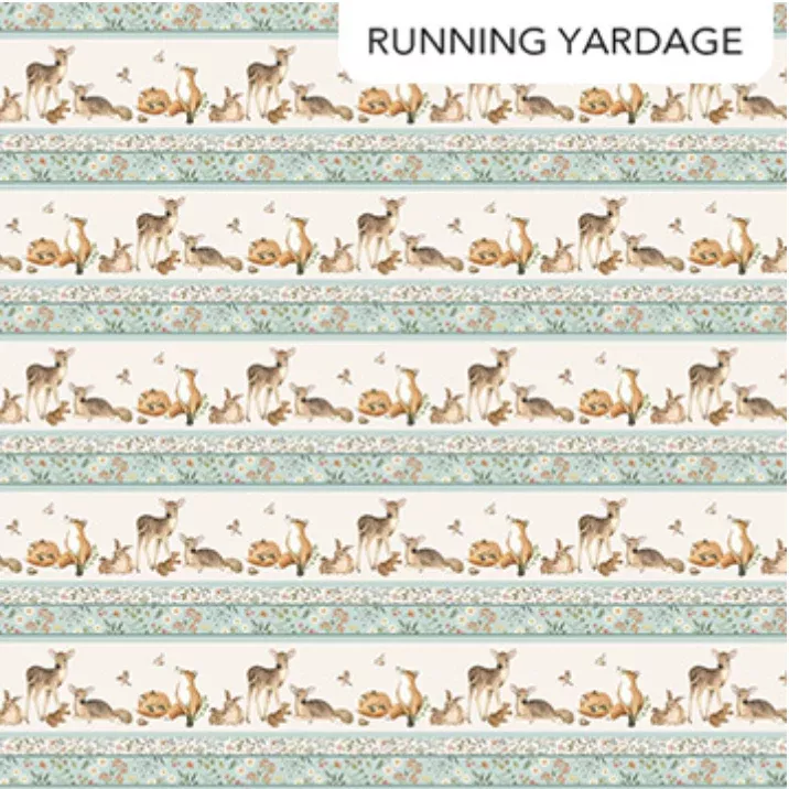 Woodland Heart-Blue Multi - Border Stripe