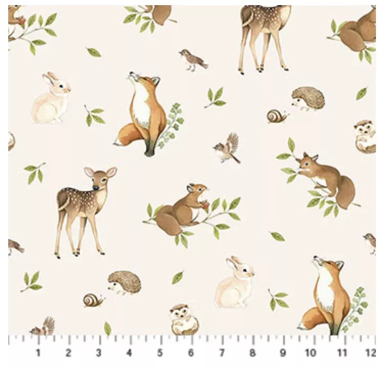 Woodland Heart-Cream Multi-Animals