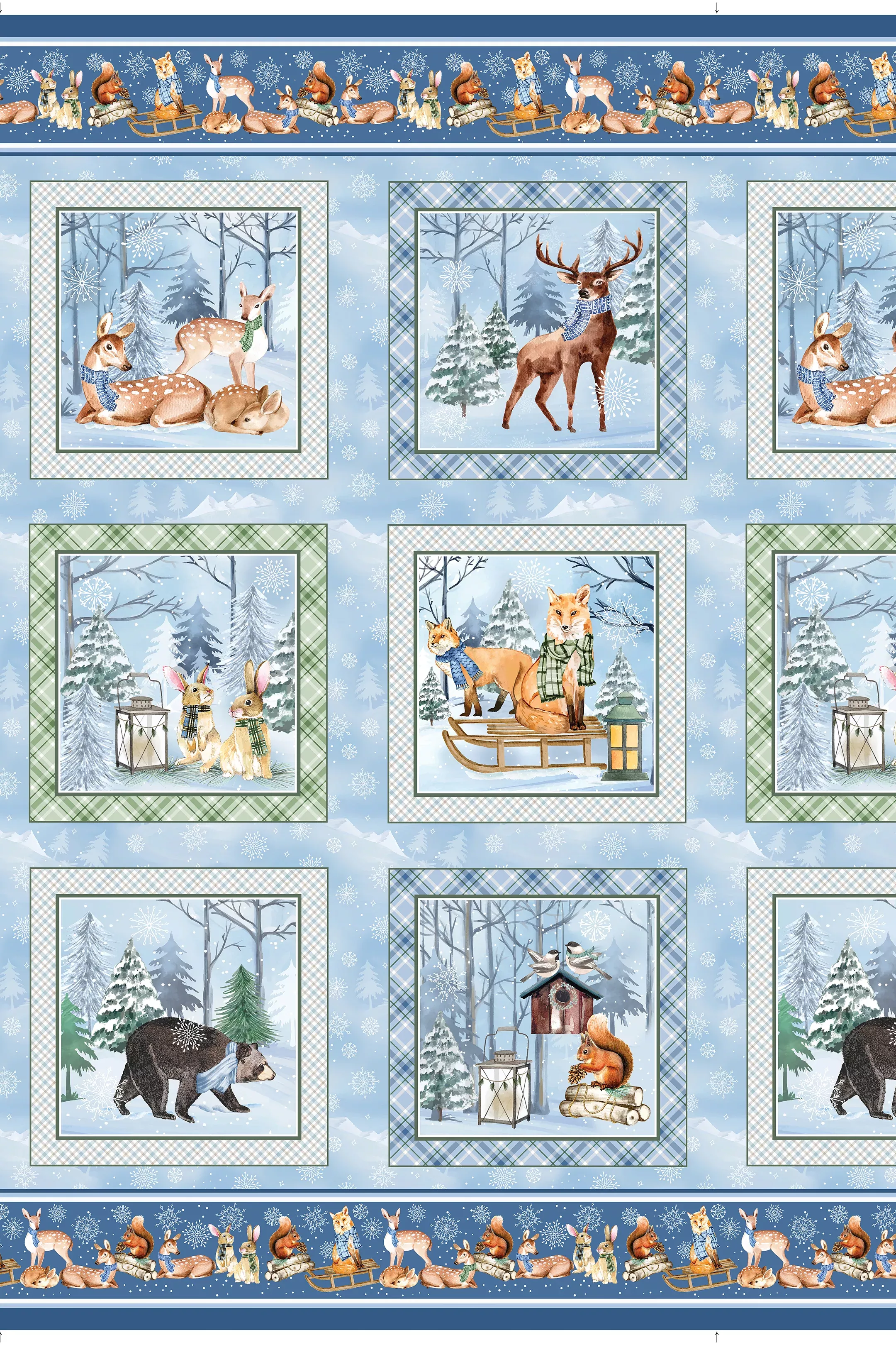 Woodland Wonderland - Panel Blue-approx 24x42