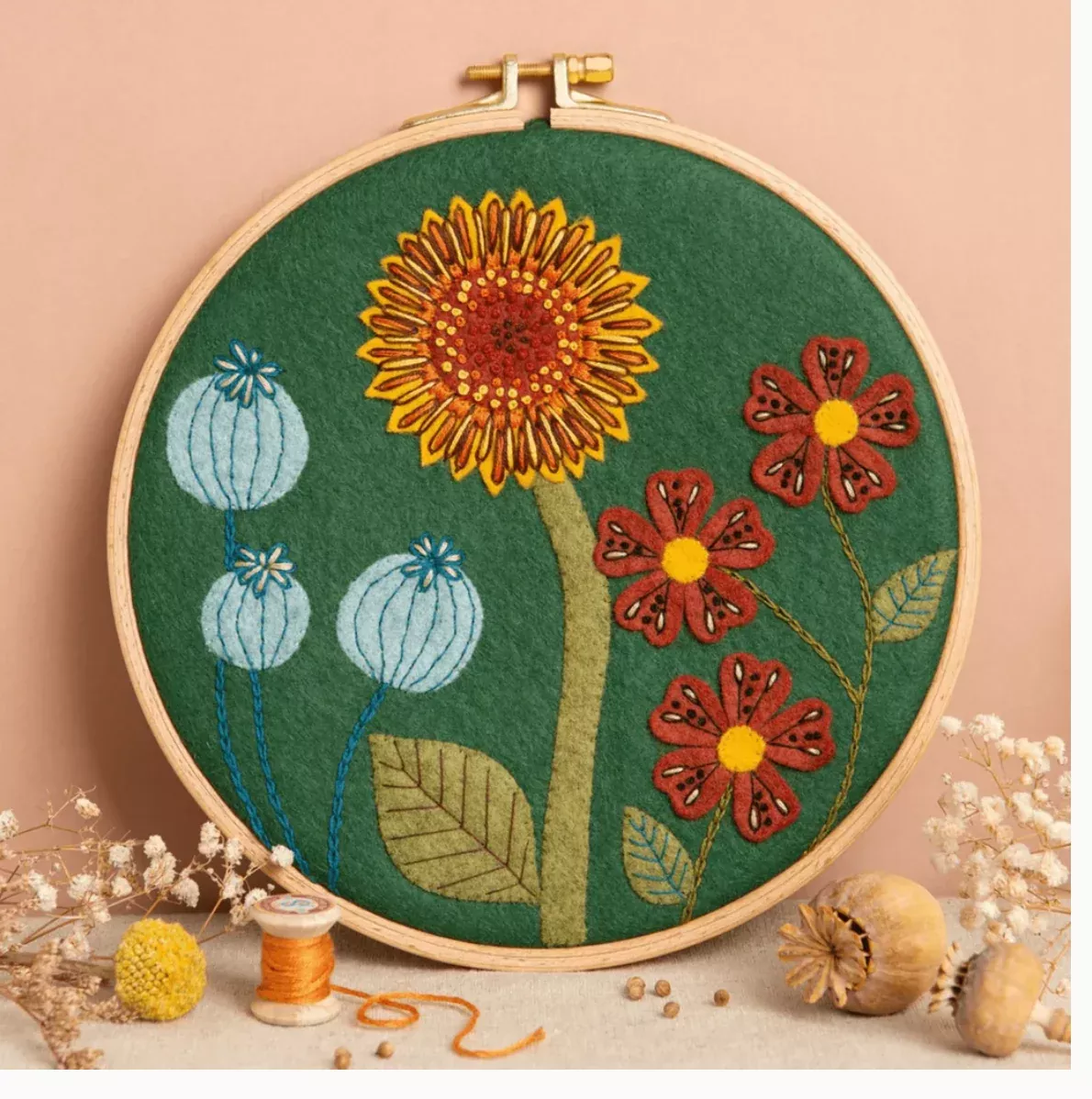 Wool Mix Felt Applique Hoop Kit Botanical Kit