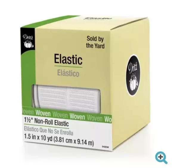 Woven Non-Roll Elastic - 1.5" - Dritz - white - by the meter 9480W