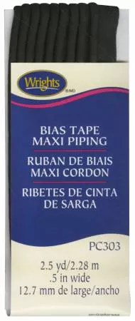 Wrights Piping 1/2" X 2 1/2 Yds. Black Pack WRI117303031 ^