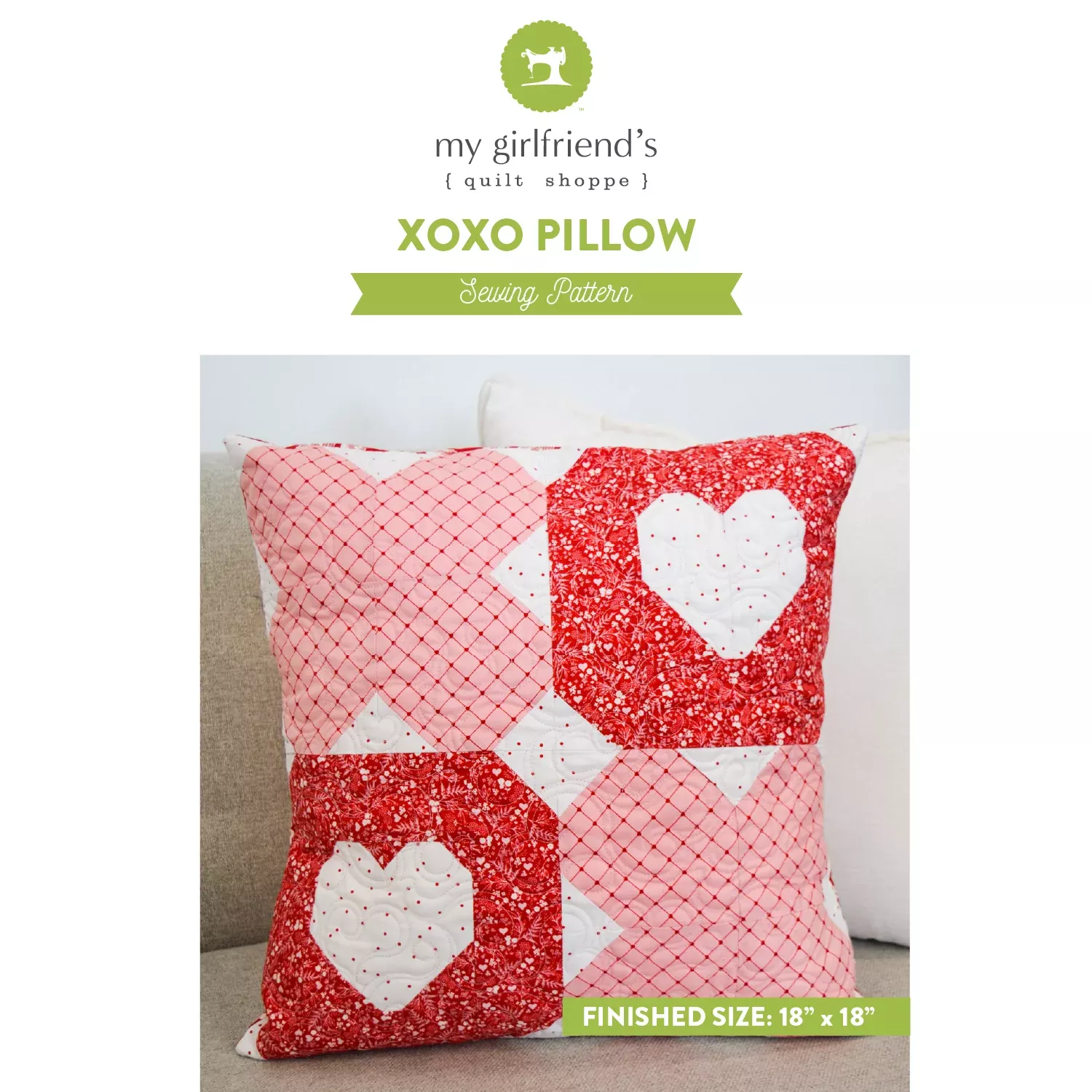 XOXO Pillow (Downloadable Sewing Pattern)