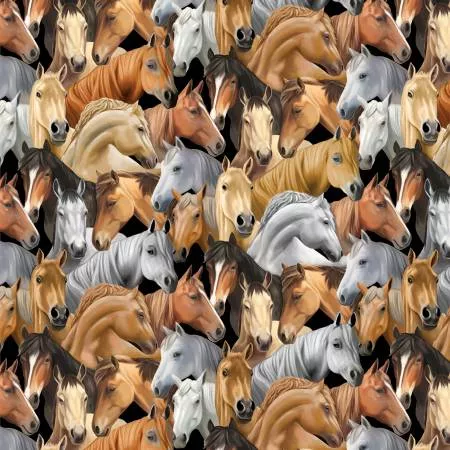 Yellowstone in Multi Packed Horses By Benartex Fabrics 14476B-99