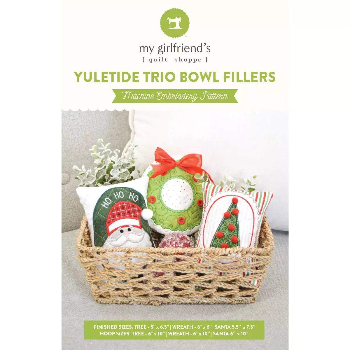 Yuletide Trio Bowl Fillers (Downloadable Sewing and Machine Embroidery Pattern)