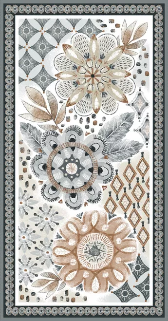 Zanzibar in Light Gray Floral Panel By Blank 3412P-90