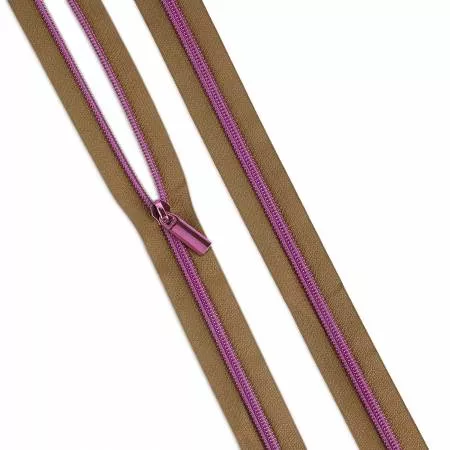 Zipper Natural #5 Nylon Tula Pink Coil 3yds w/ 9 Pulls