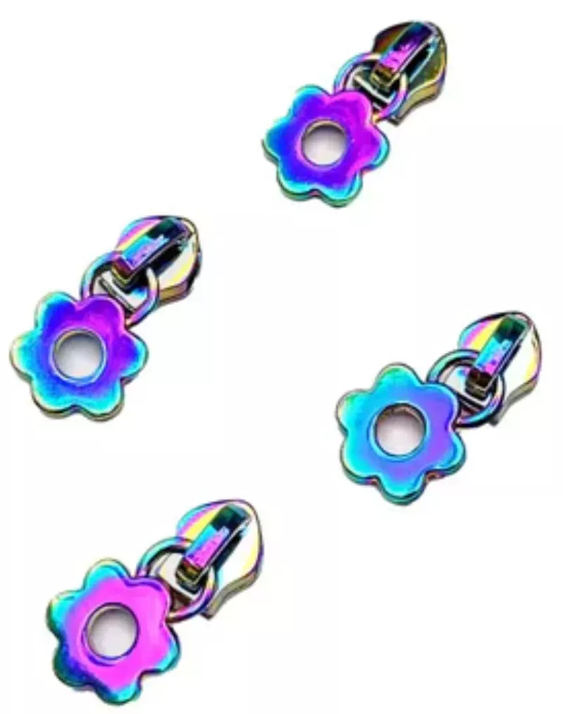 Zipper Pulls - Pkg of 4 Iridescent Flower Zipper Pulls by Sassafras Lane Designs