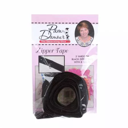 Zipper Tape 3 yards of Reversible Coil with 8 Slides Black ENR-K ^