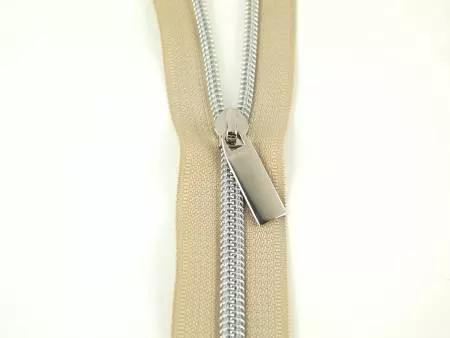 Zipper Tape Beige with Nickel 3 Yards