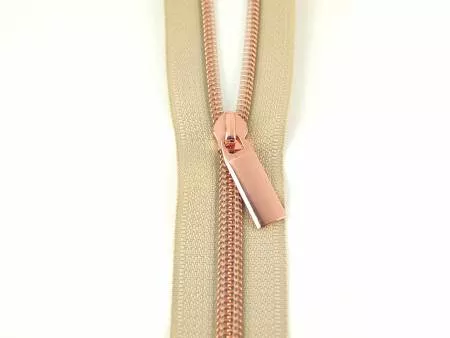 Zipper Tape Beige with Rose Gold 3 Yds