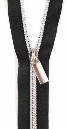 Zipper Tape Black with Nickel 3 Yds