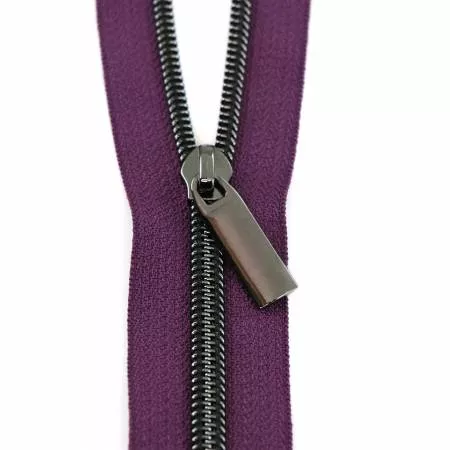 Zipper Tape Purple with Gunmetal 3 Yards