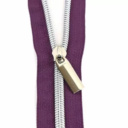 Zipper Tape Purple with Nickel 3 Yards