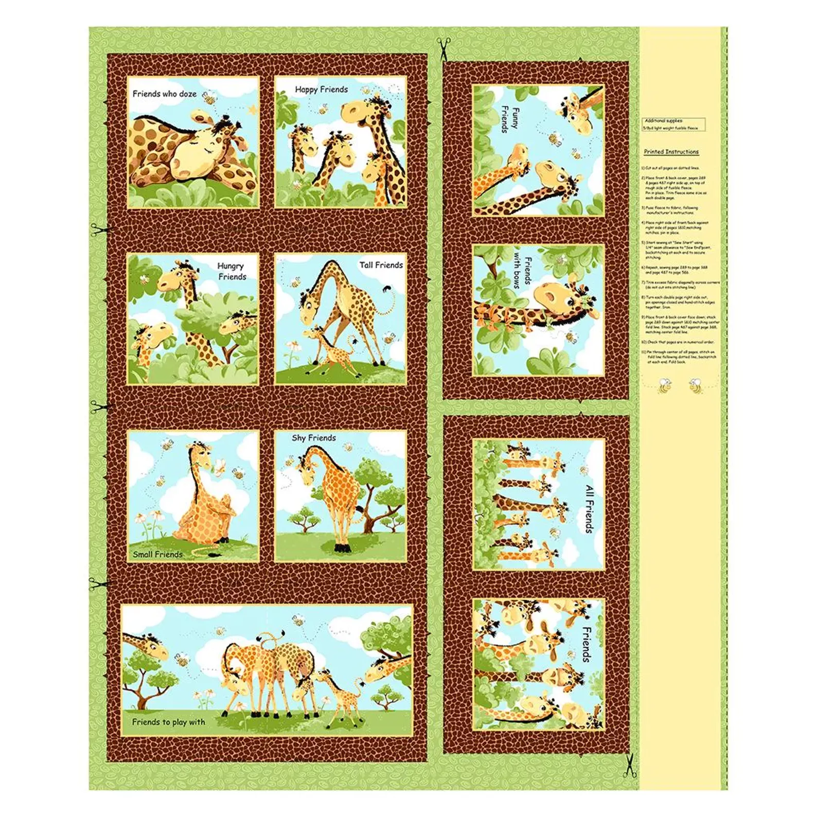 Zoe's the Giraffe Book Panel by Susybee for Clothworks (ZOEG)